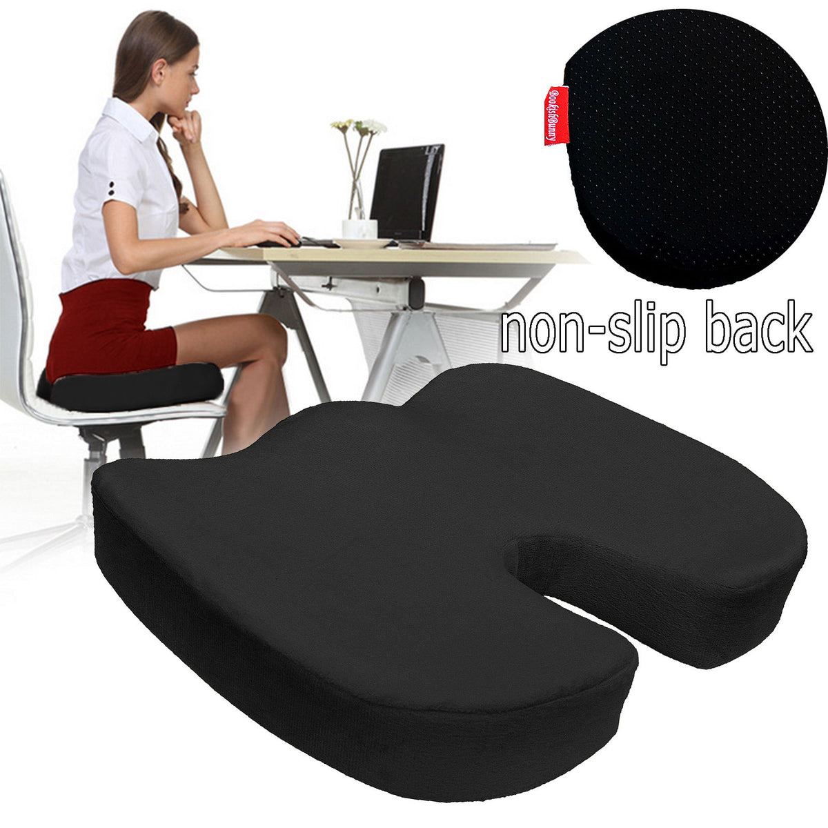 Bookishbunny Temperature Proof Memory Foam Coccyx Seat Cushion